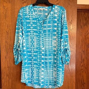 Chaus Turquoise and White Patterned Tunic